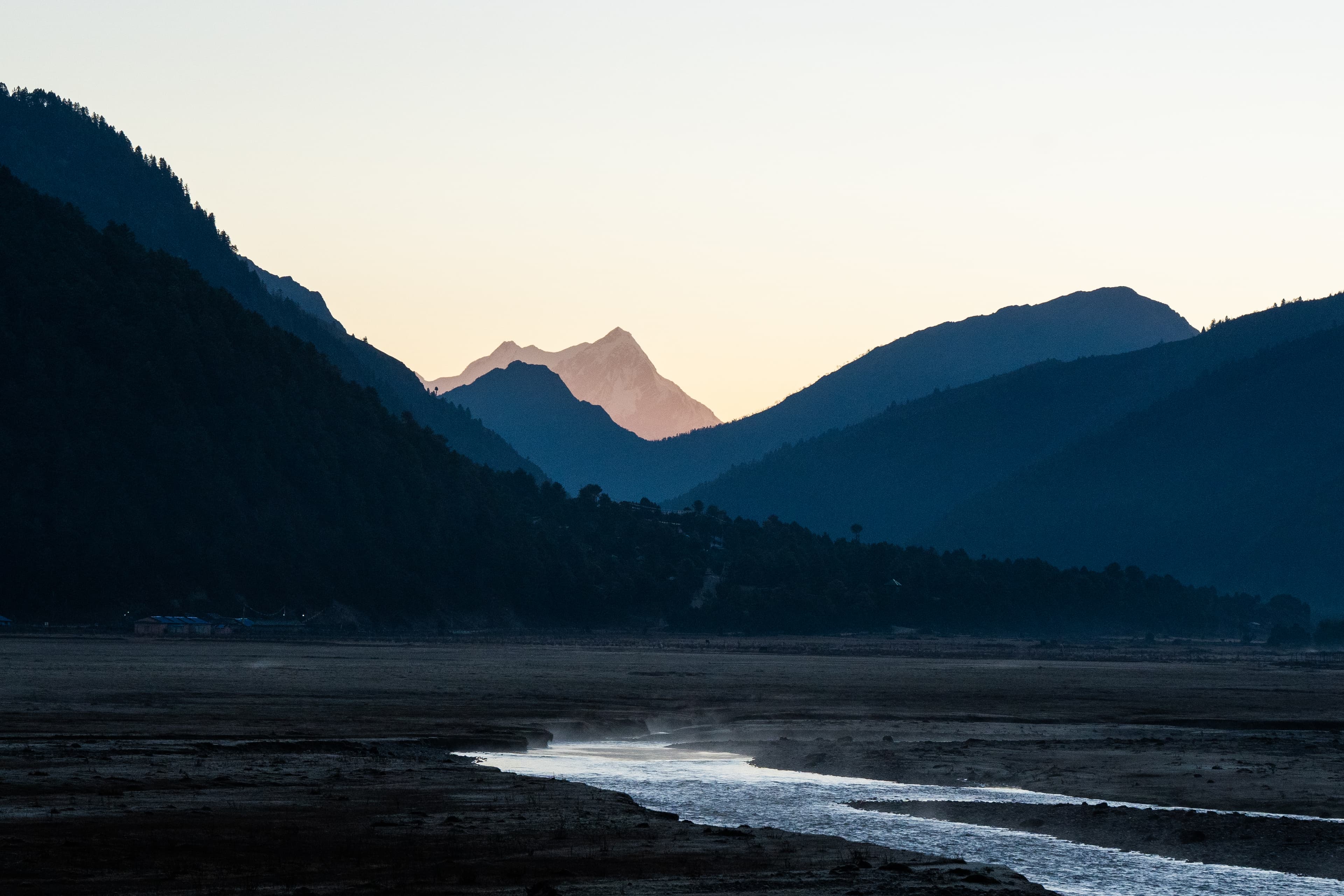 Alpenglow over the far ridge