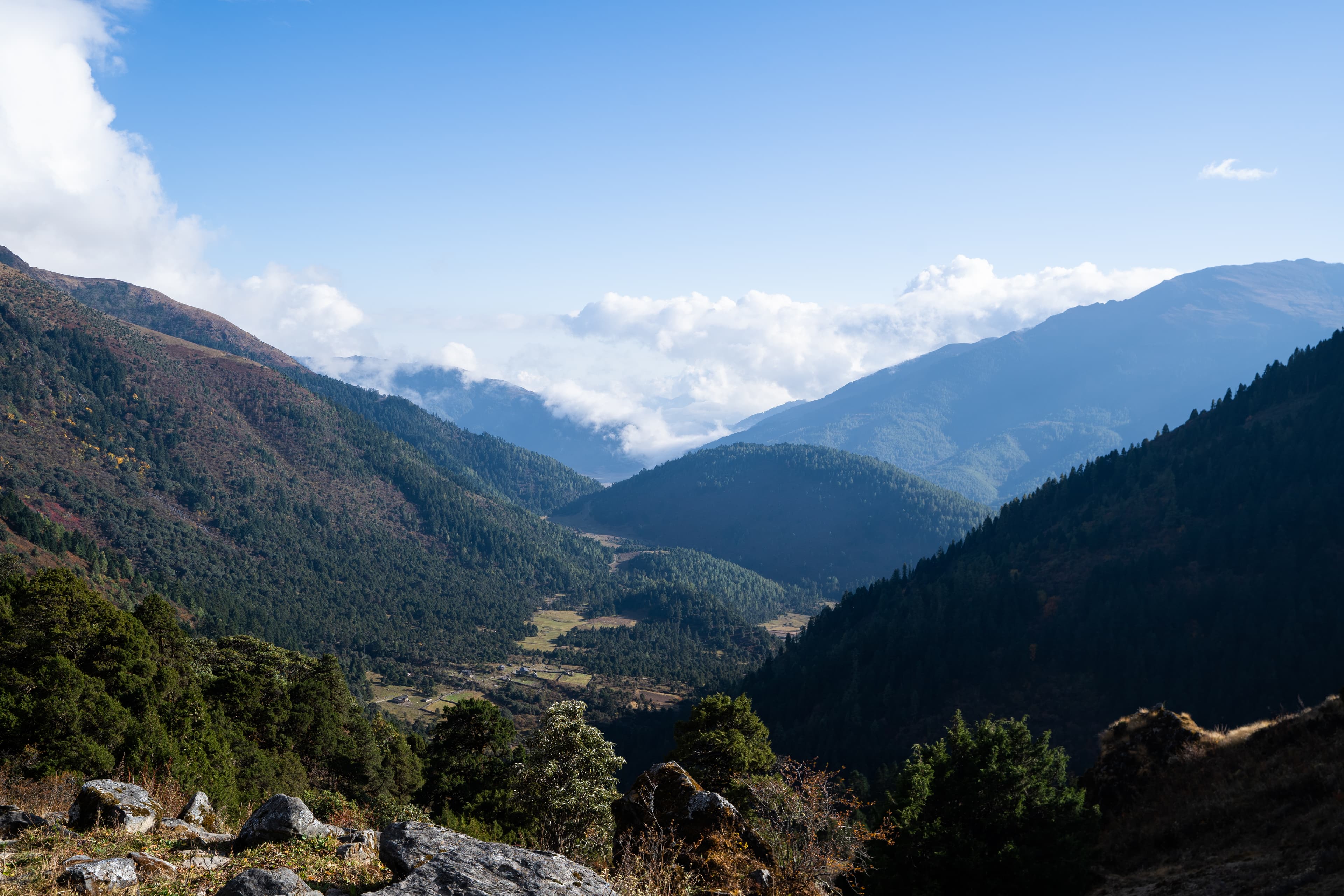 Clouds rolling through the valley